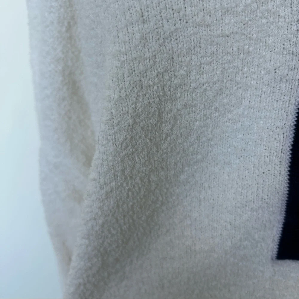 Vintage Escada White & Navy Terry Sequin Collar Button Up Long Sleeve Polo - Picture 10 of 16